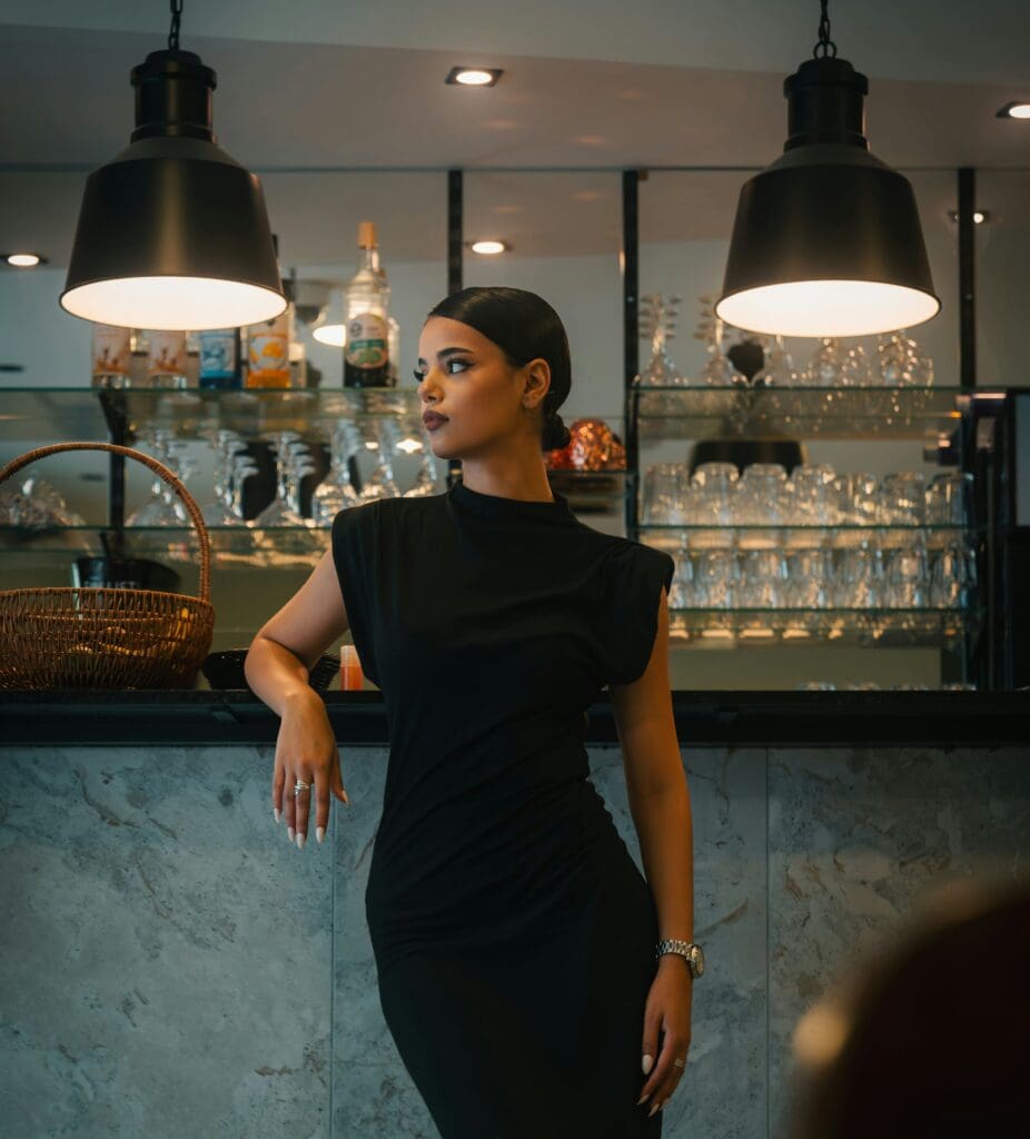 Woman, black dress