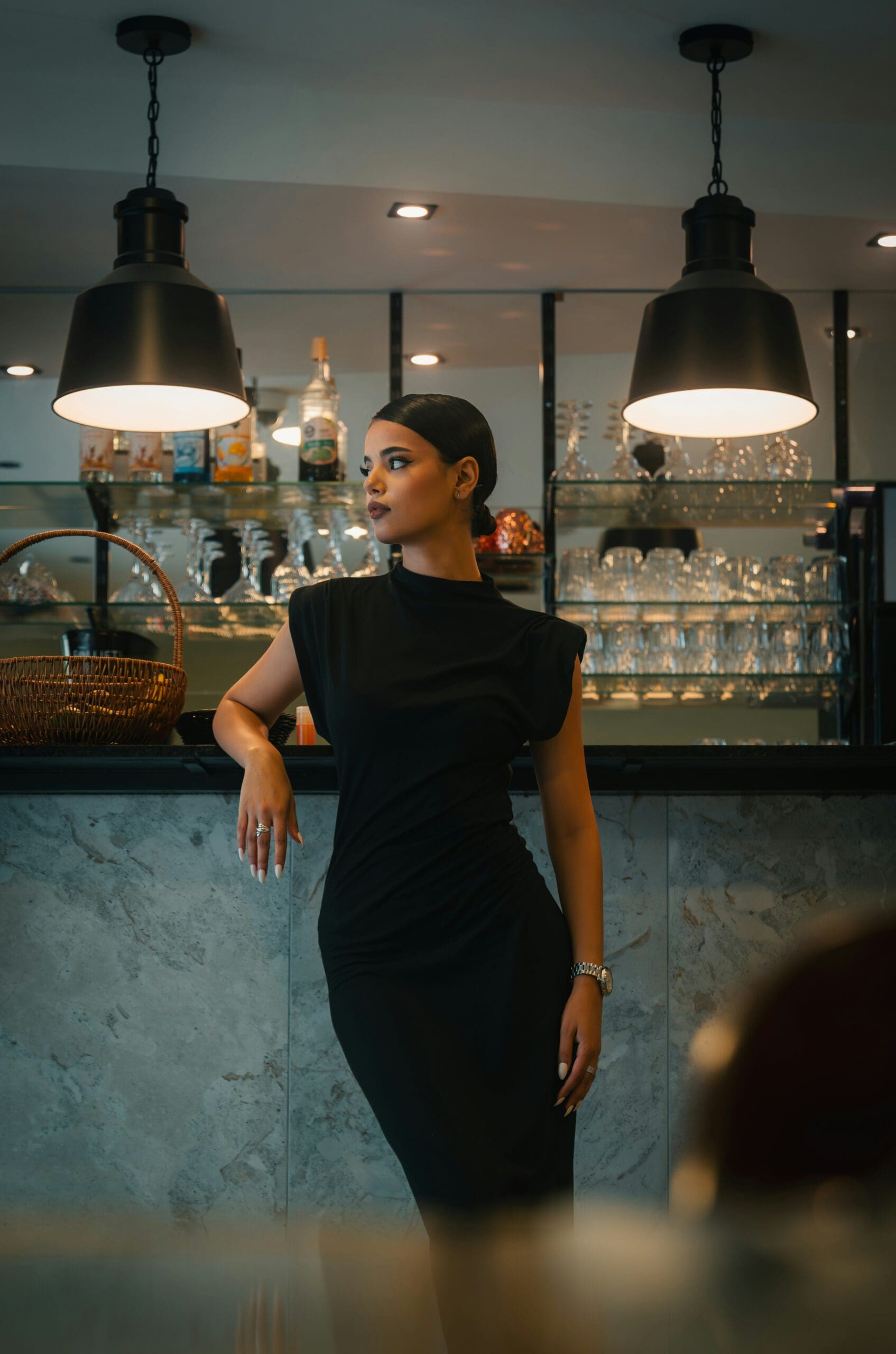 Woman, black dress